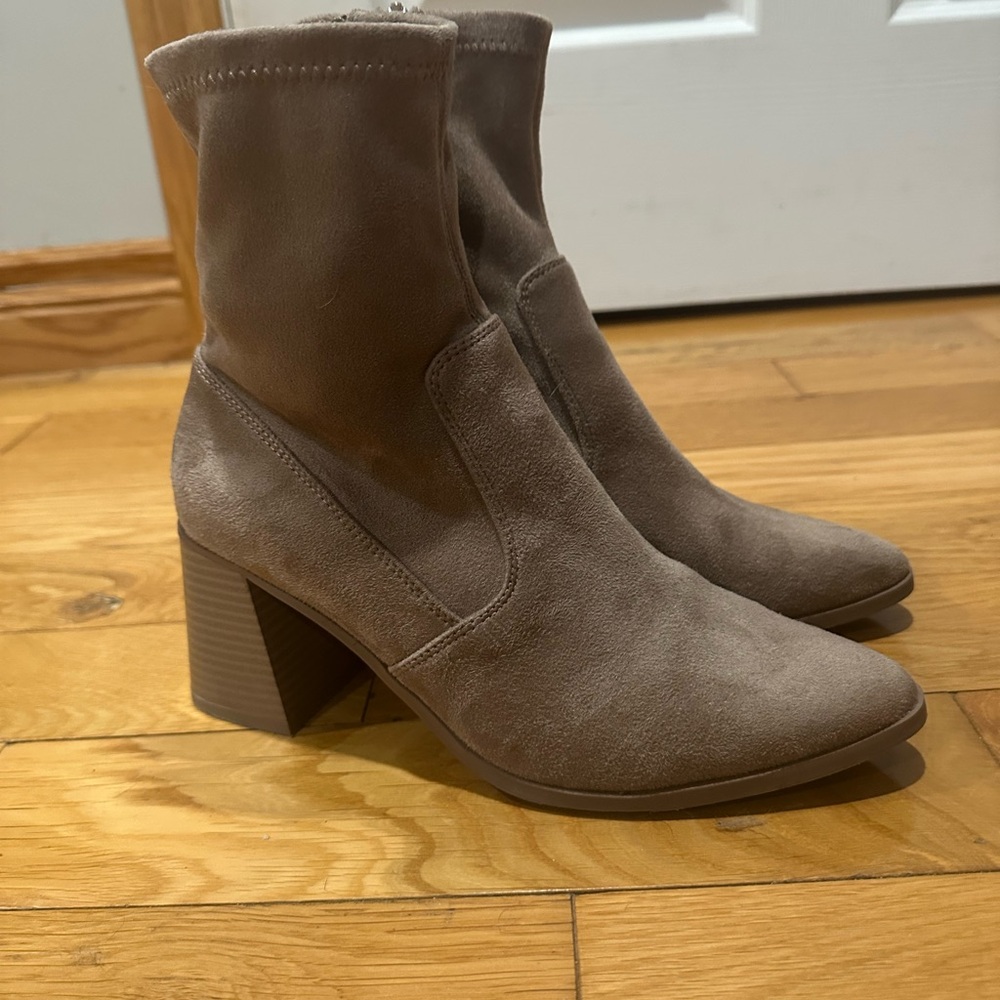 Call It Spring Taupe Suede Heeled Boots